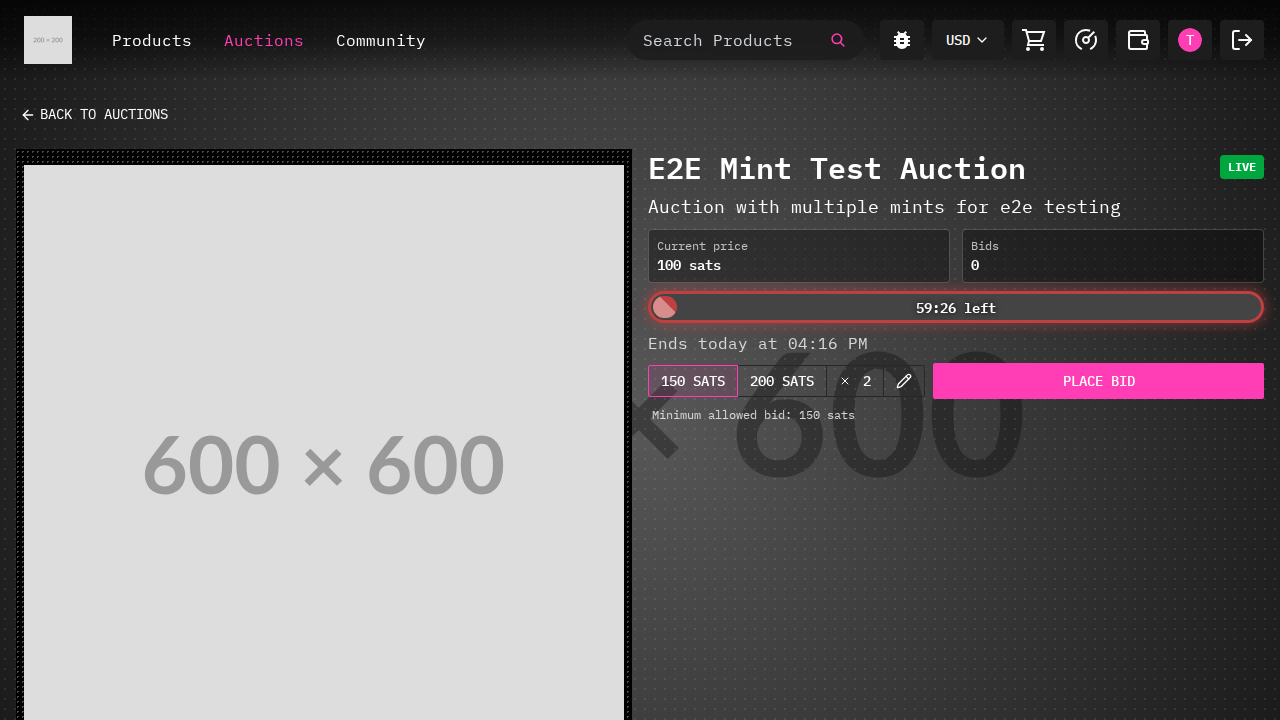 mint selector shows funded mint with balance