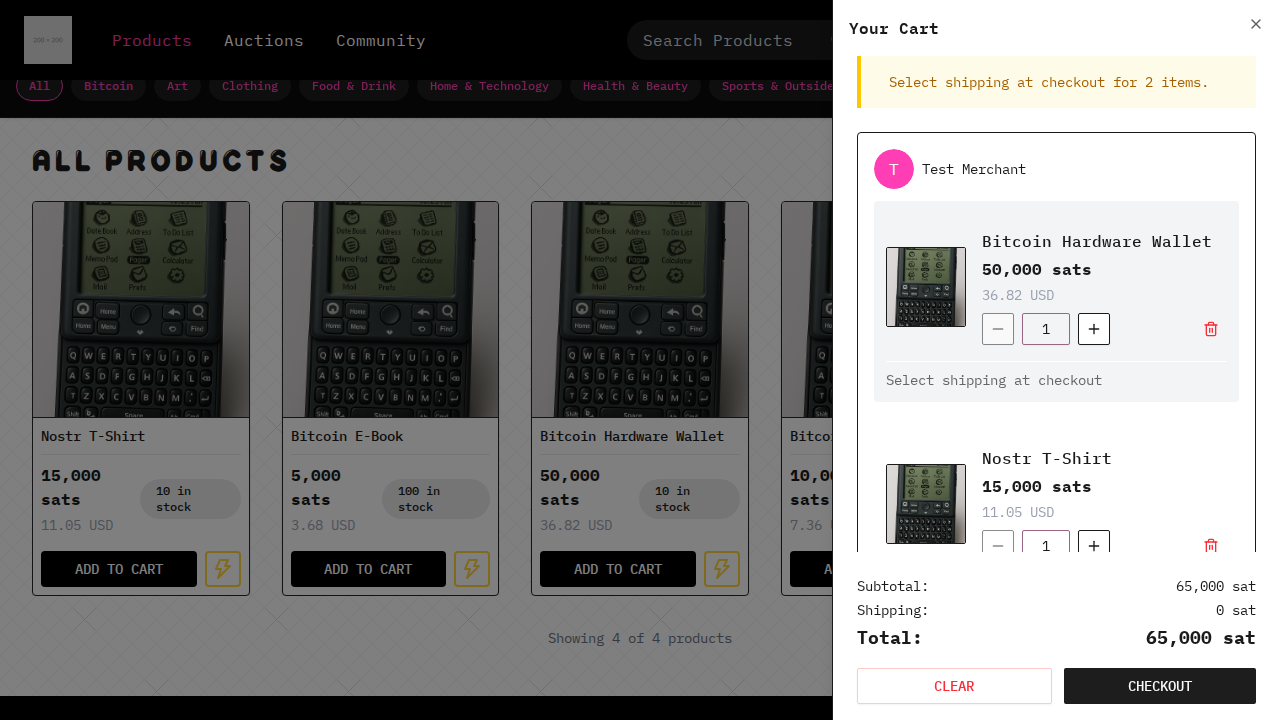 buyer adds two products to cart and totals are correct