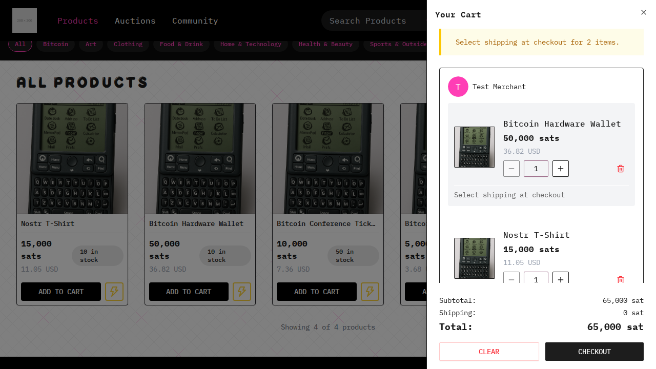 buyer adds two products to cart and totals are correct